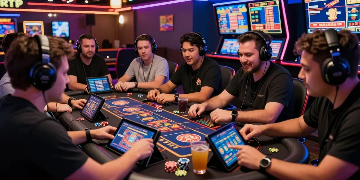 Enthusiastic players engaging with rtp slot resmi games in a vibrant casino atmosphere.