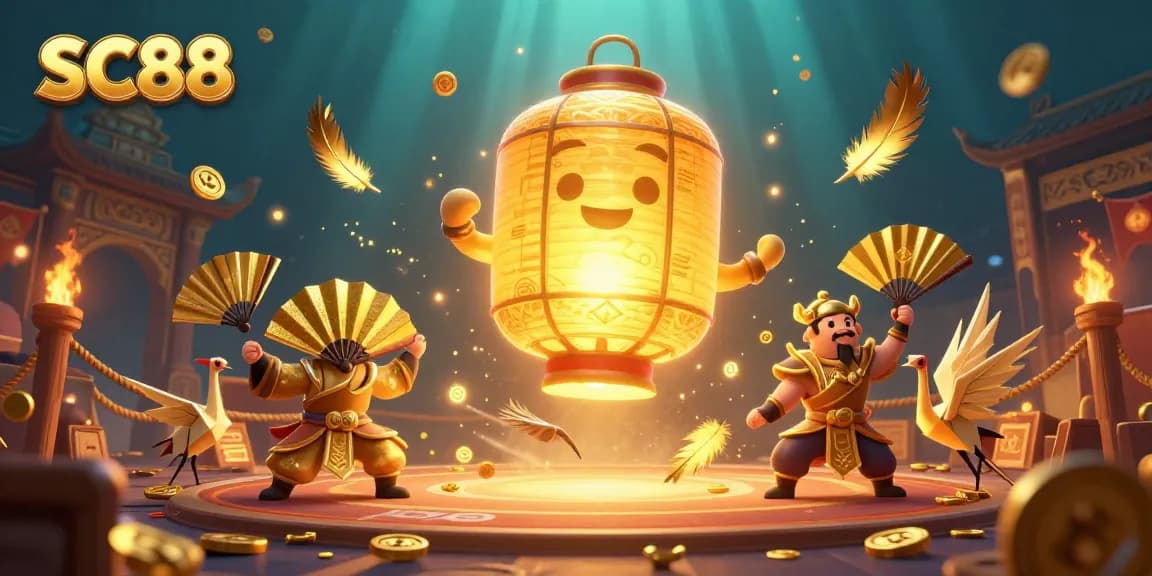 Experience SC88's vibrant night market casino atmosphere with golden spirits and warriors.