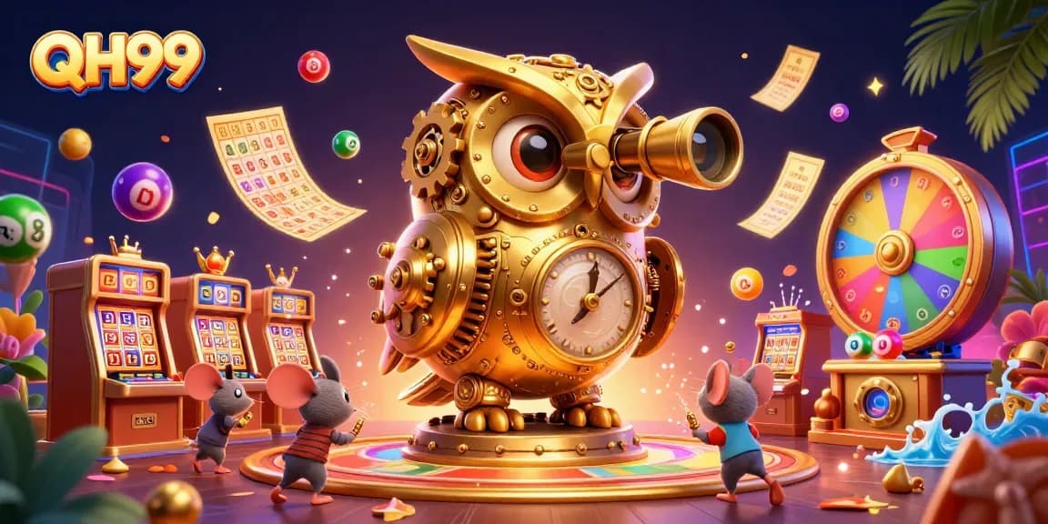 Spin the reels at QH99 with a vibrant 3D illustration of an enchanting casino scene.