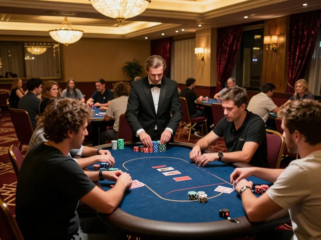 High-energy gaming at a poker table in hitclub casino with players engaged in thrilling gameplay.