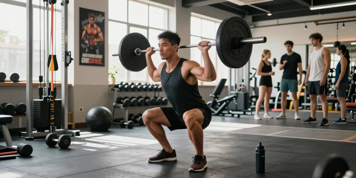 Steroide Boutique athlete lifting weights in a bright gym environment, showcasing dedication to fitness.