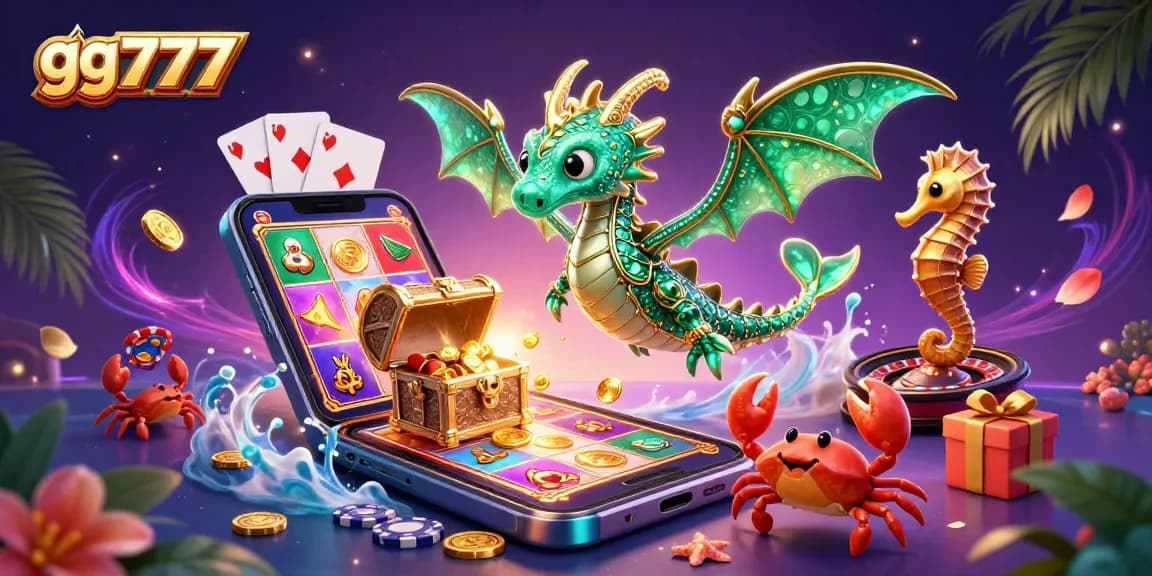 Experience the thrill of winning at gg777 with colorful slots and exclusive treasure hunts in this vibrant casino art.