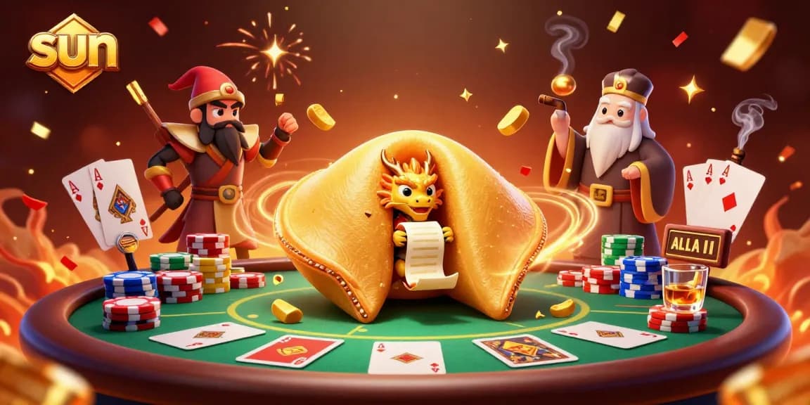 Experience exciting poker action with sun-themed elements in this vibrant 3D illustration.