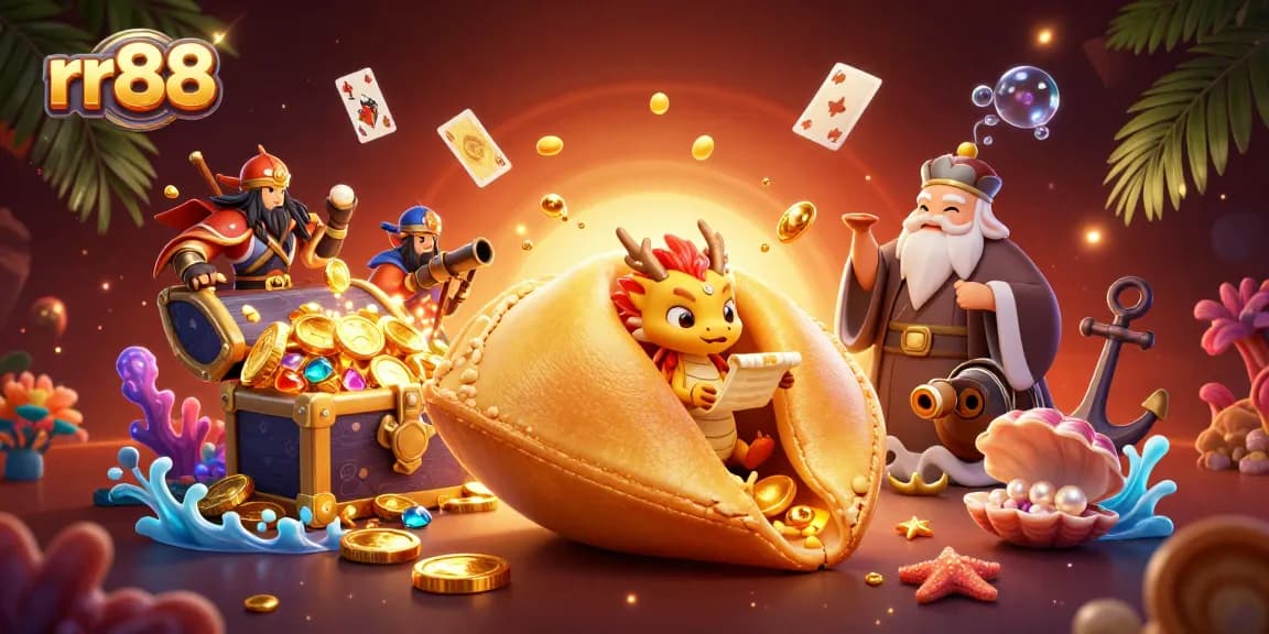 Win big at rr88 with a vibrant 3D casino illustration showcasing fortune and adventure.