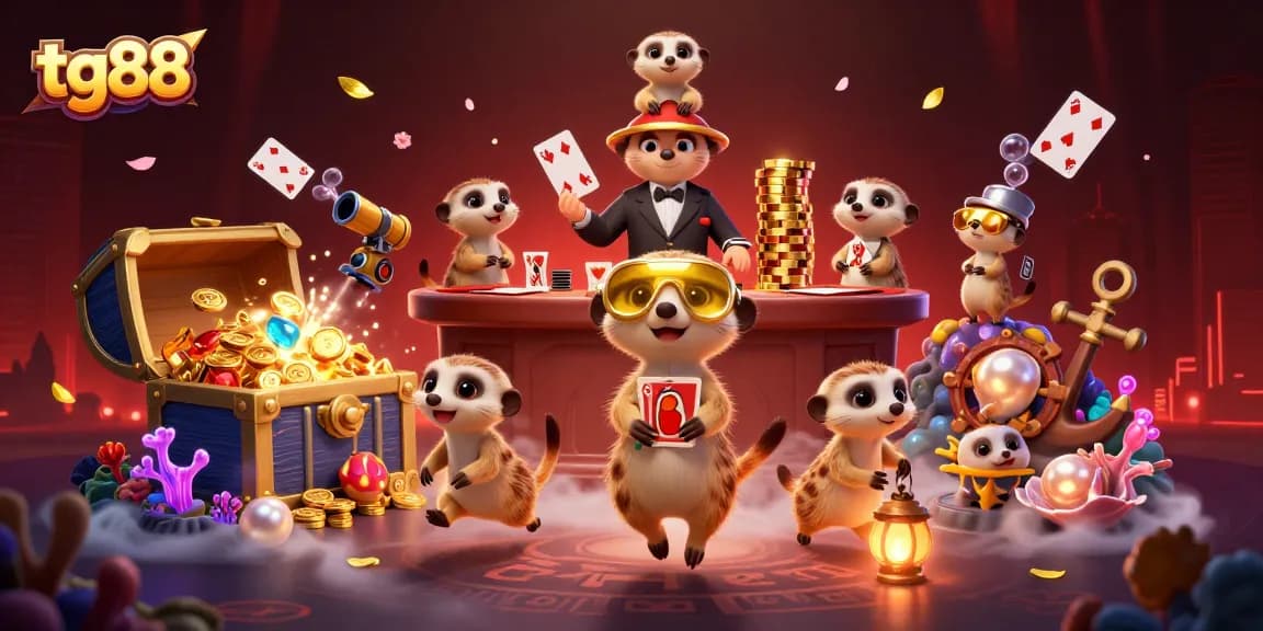Engage in thrilling gaming at tg88 with meerkats orchestrating casino fun.
