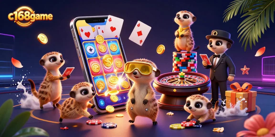 Experience thrilling gameplay at c168game with playful meerkats hosting a vibrant casino.