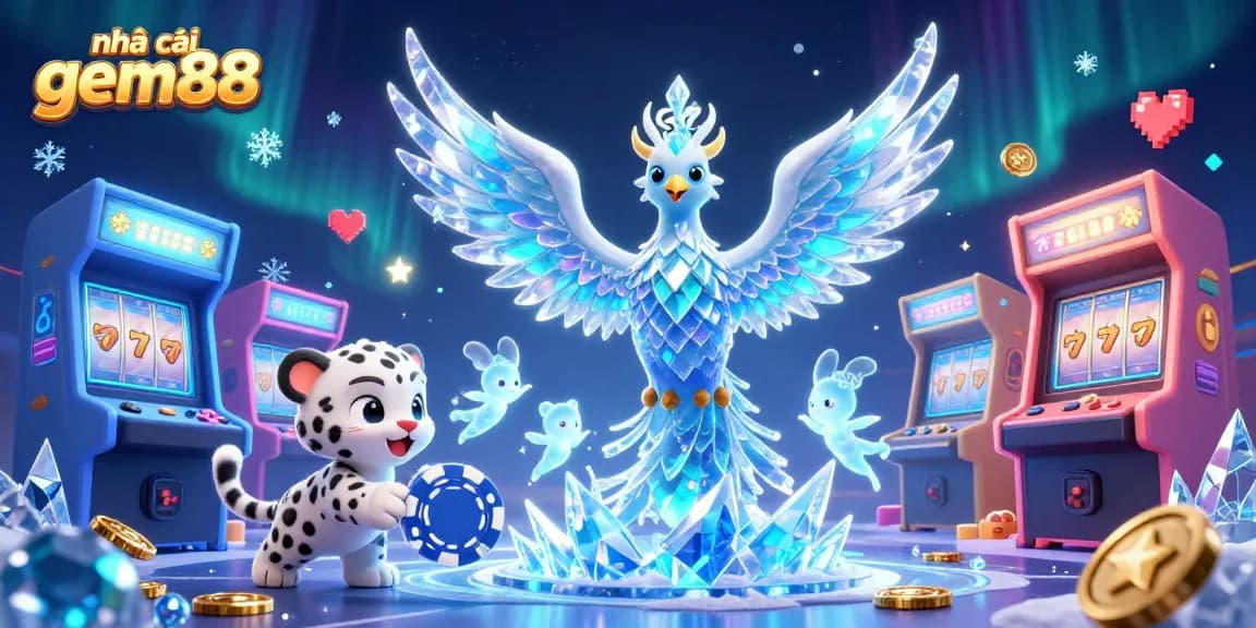 Engage with the vibrant world of nhà cái gem88 through dynamic casino-themed 3D illustration art.