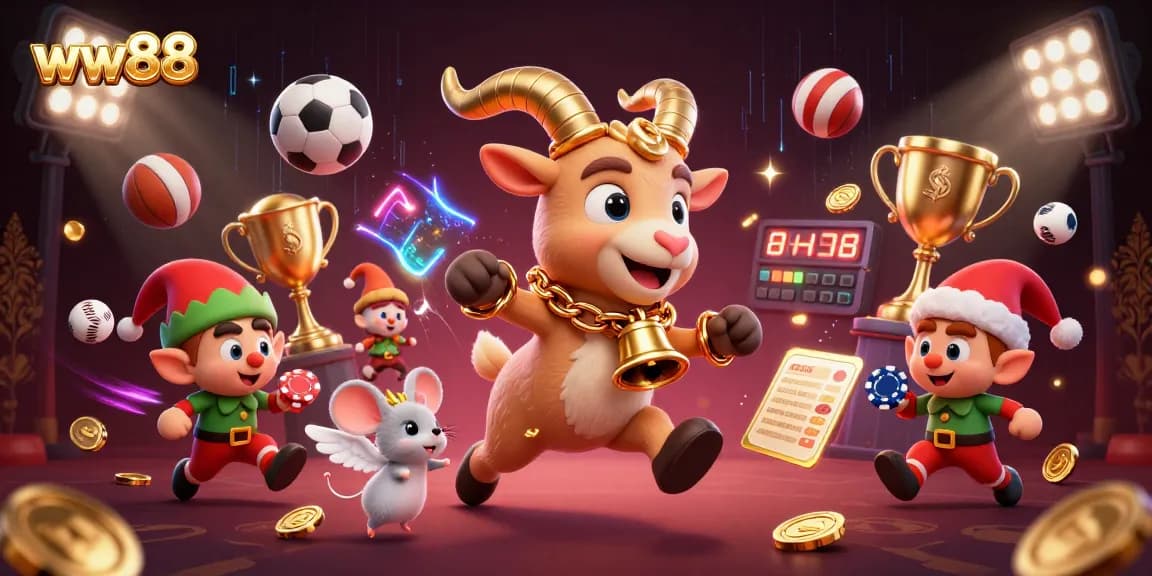 Experience thrilling betting action at ww88 with festive characters in a dynamic casino scene.