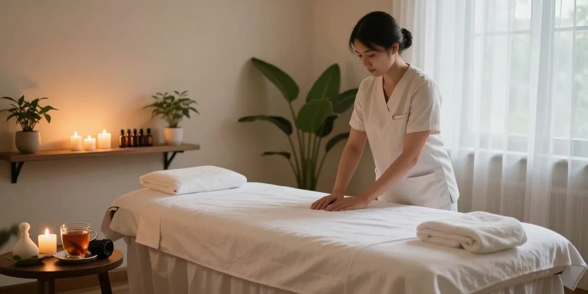 광명출장마사지 치료를 위한 아늑한 마사지실, 아늑한 분위기와 자연광의 편안함