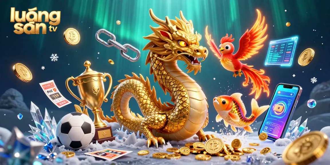 Witness lương sơn tv sports action with a golden dragon, phoenix, and koi amidst dynamic betting elements.
