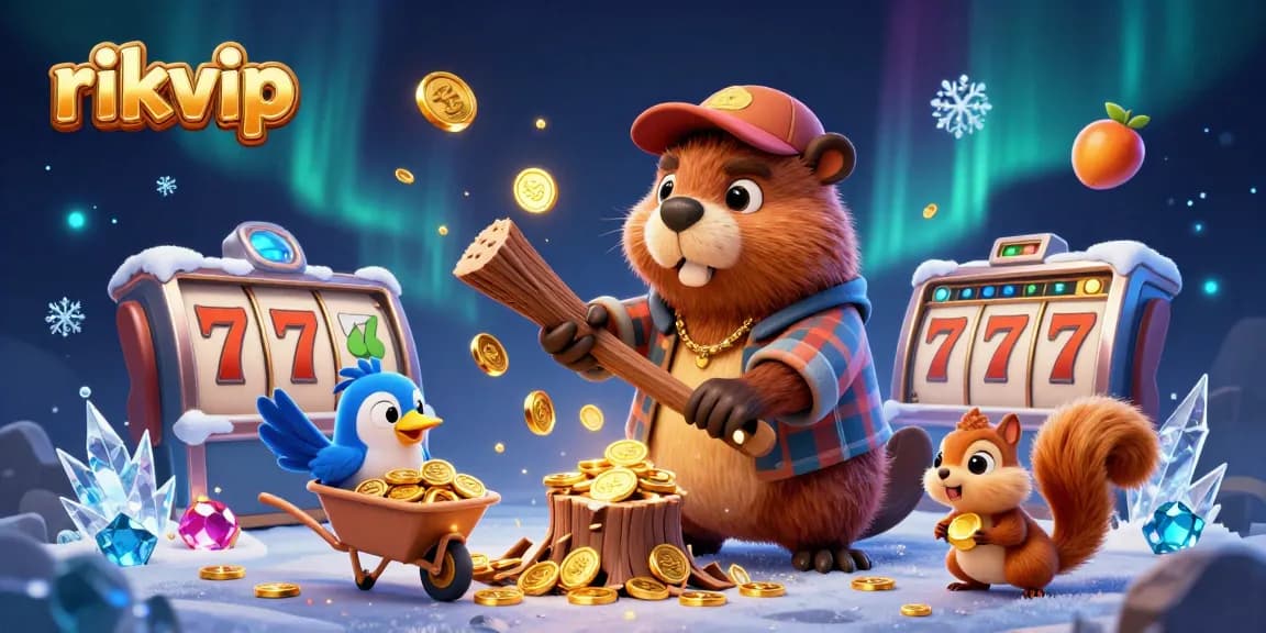 Experience thrilling entertainment with rikvip's vibrant slots and charming characters as coins rain down!