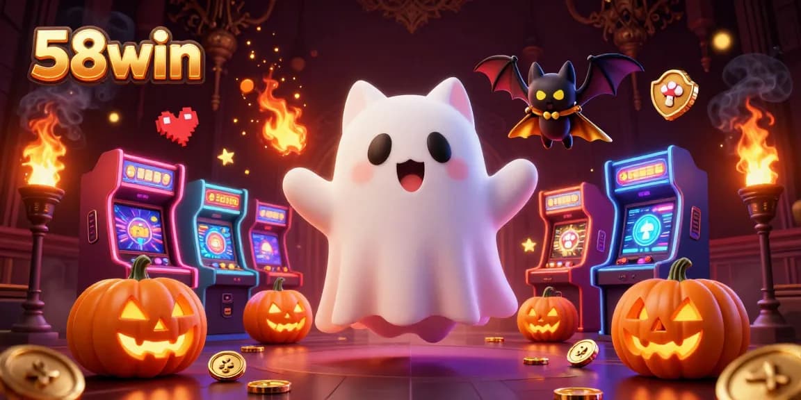 Engage with the thrilling world of 58win as a friendly ghost cat explores a haunted casino filled with enchanted games!