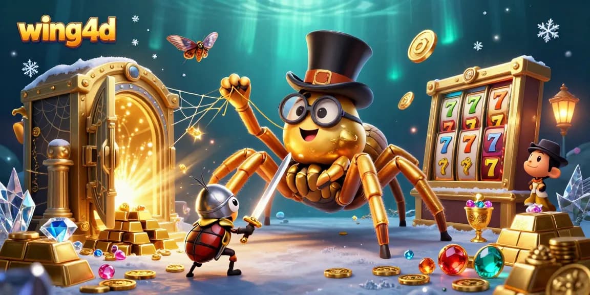 Engage with wing4d's dynamic casino adventure featuring a golden tarantula and beetle knight.