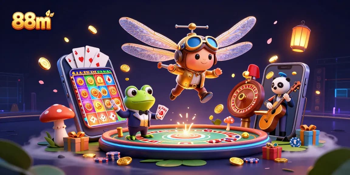 Experience thrilling gaming action in 88m with vibrant casino elements and stunning characters.