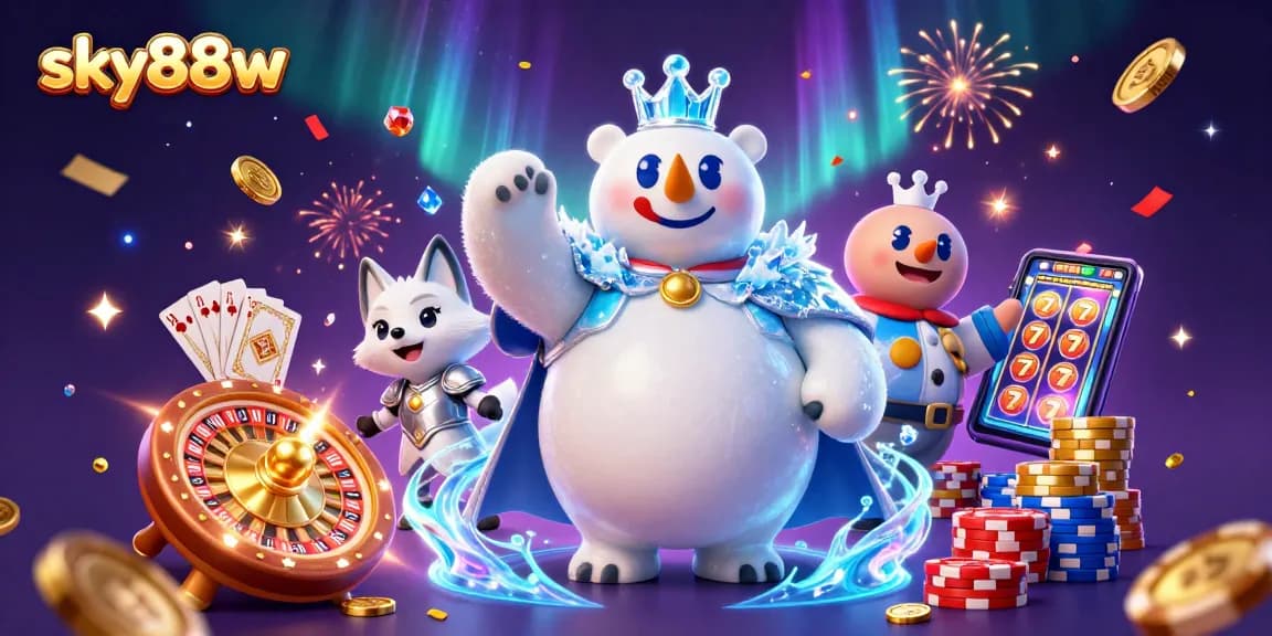 Experience thrilling gameplay at sky88w with cascading gold coins and vibrant casino elements.