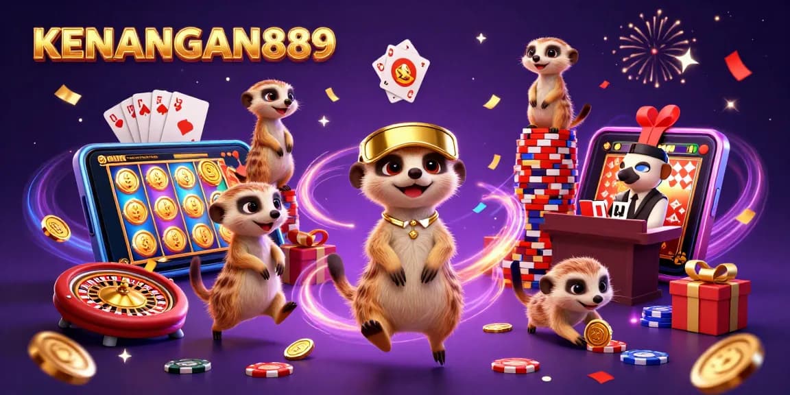 Experience thrilling games at KENANGAN889 with lively meerkats running a casino operation and exciting slot games.
