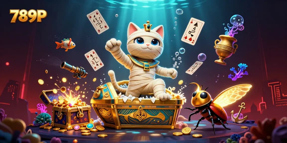 Experience thrilling gaming action with 789P in a vibrant 3D casino scene featuring Egyptian elements.
