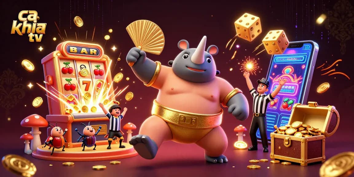 Engage with ca khia tv's exciting 3D cartoon scene of the sumo champion beetle, bursting with energy and jackpot winnings.