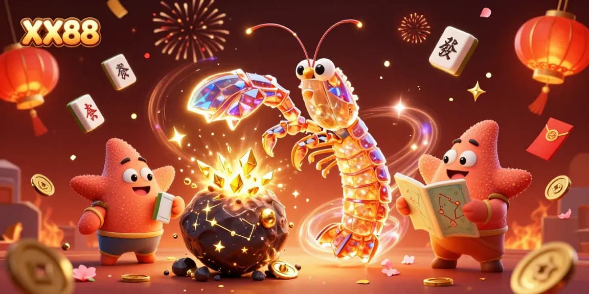Experience the thrill of gambling with XX88 as the galactic samurai mantis shrimp blasts gems and coins.