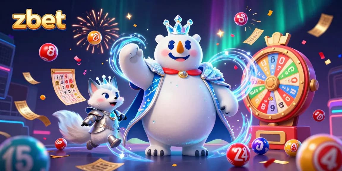 Experience excitement with zbet in this vibrant lottery scene filled with colorful game elements.
