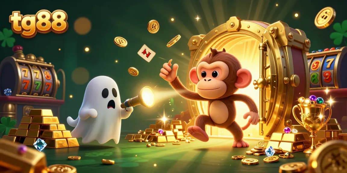 Experience thrilling gameplay at tg88 with a mischievous monkey juggling golden items in a vibrant casino scene.