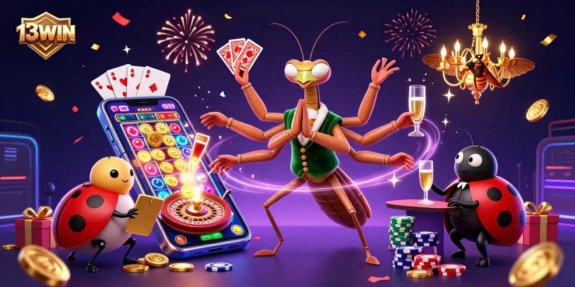 Engage with thrilling slots at 13WIN featuring dynamic characters and exciting casino elements.