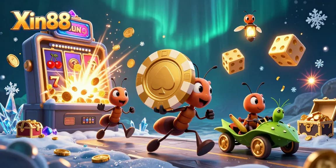Experience the thrilling Xin88 adventure with a heist led by ants racing for a giant poker chip.