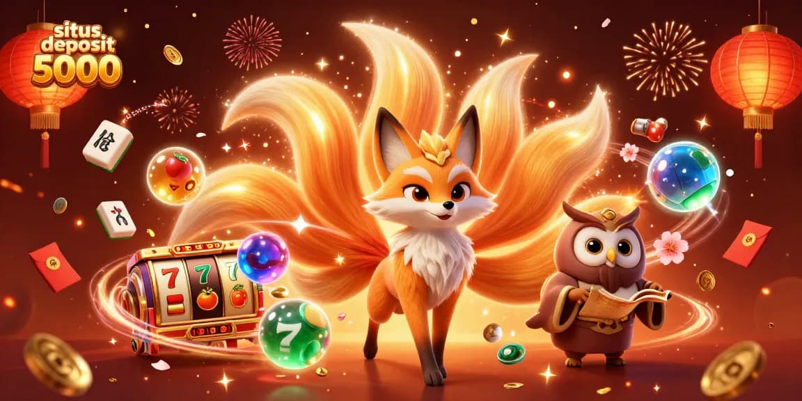 Win big with situs deposit 5000, featuring vibrant slot reels and enchanting characters.