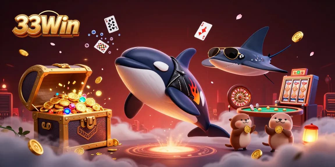Win big with 33Win in a vibrant underwater casino featuring playful sea creatures and treasure!