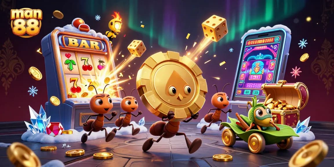 Experience man 88's thrilling casino adventure with ants and a golden poker chip heist.