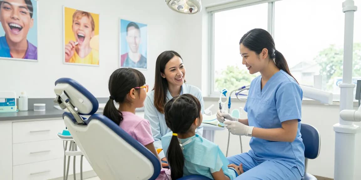Families visit a welcoming dental clinic for a comfortable experience.