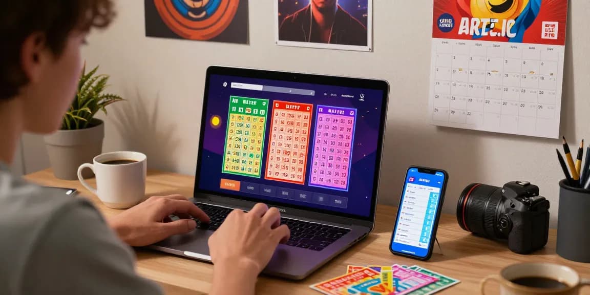 Experience Pasaran Togel Terlengkap with engaging online lottery platform in a vibrant home office.