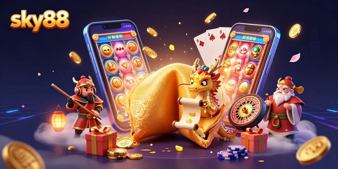 Experience thrilling moments with sky88 as a wise dragon interprets fortunes amid golden casino treasures.