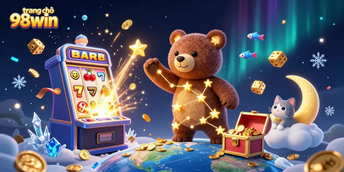 Engage in thrilling gameplay at trang chủ 98win, featuring a lively scene with slot machine excitement.