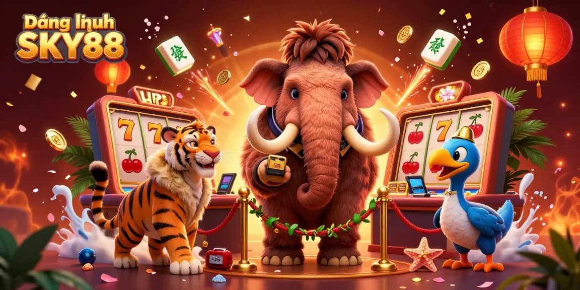 Engage in Đăng nhập SKY88 gameplay with vibrant characters and exciting game elements in a dynamic casino scene.