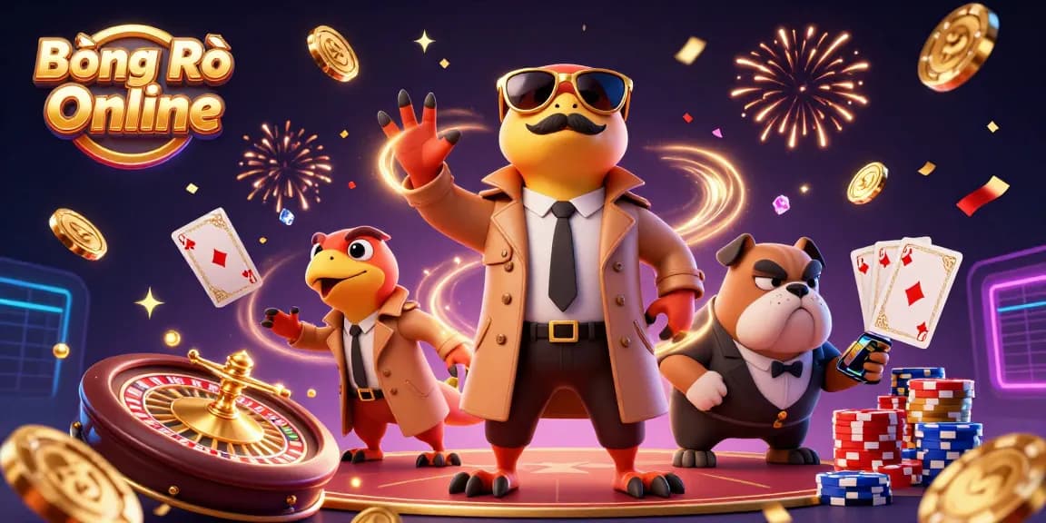 Bóng Rổ Online showcases exciting basketball betting action with raptors in a trench coat at a casino.