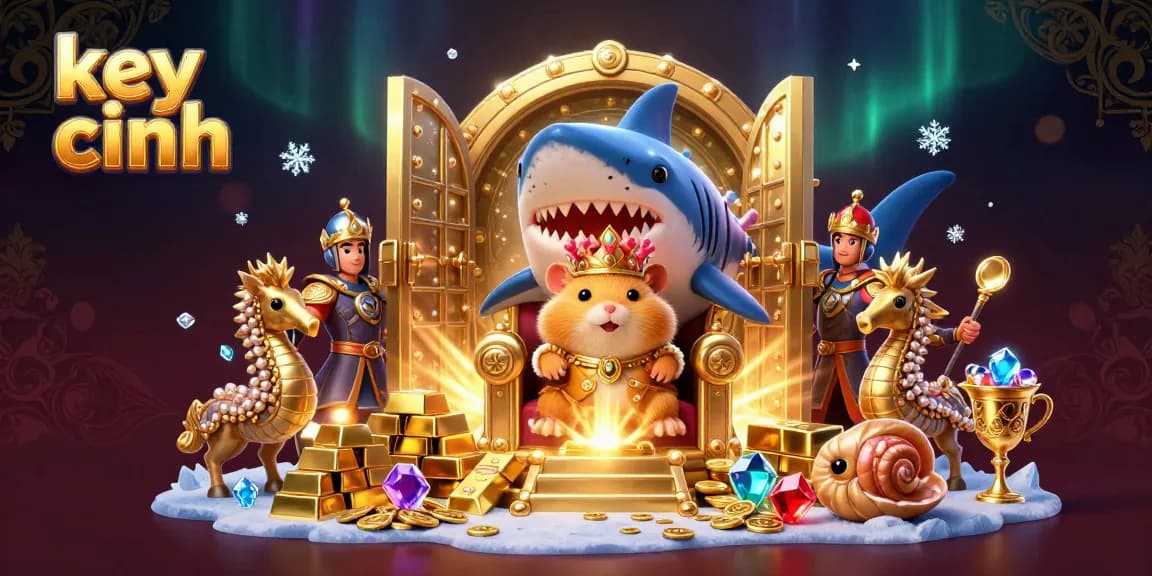 Engage with the key chính as the golden hamster king reigns in an extravagant treasure scene.