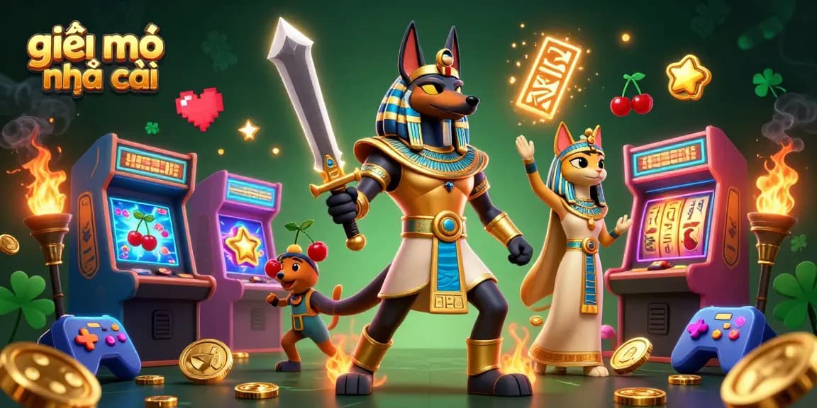 Enhance your gaming skills with giải mã nhà cái insights and a captivating illustration of an Egyptian-themed casino.