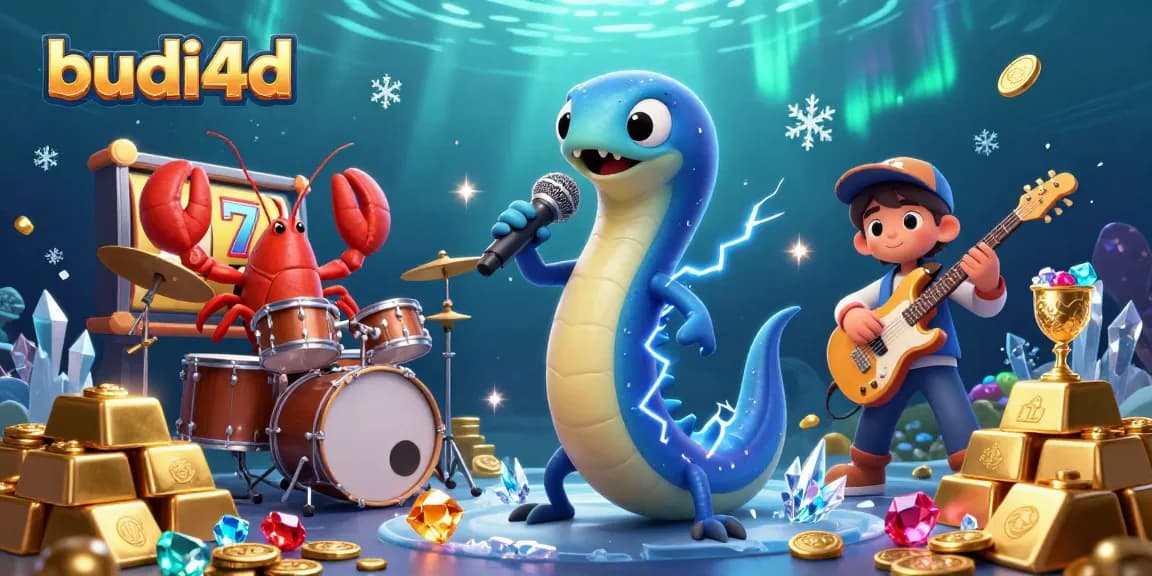 Experience thrilling gameplay with budi4d's vibrant underwater casino scene featuring animated characters.