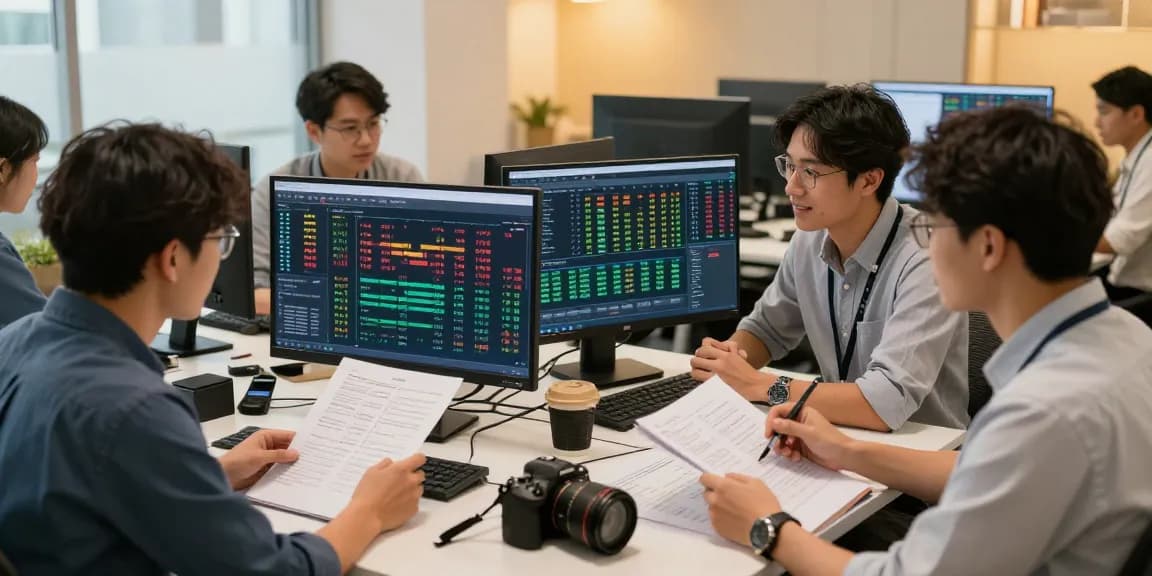Analisis syair menang di kantor modern, tim ahli bekerja sama menganalisis data.