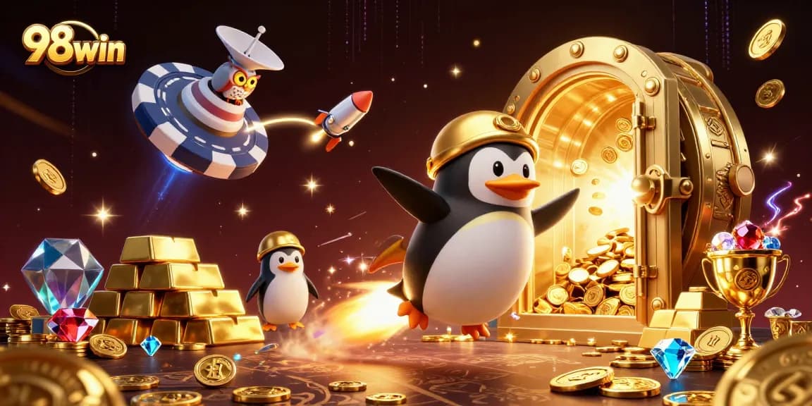 Experience thrilling adventures with 98win, where the rocket-powered penguin leads to casino riches