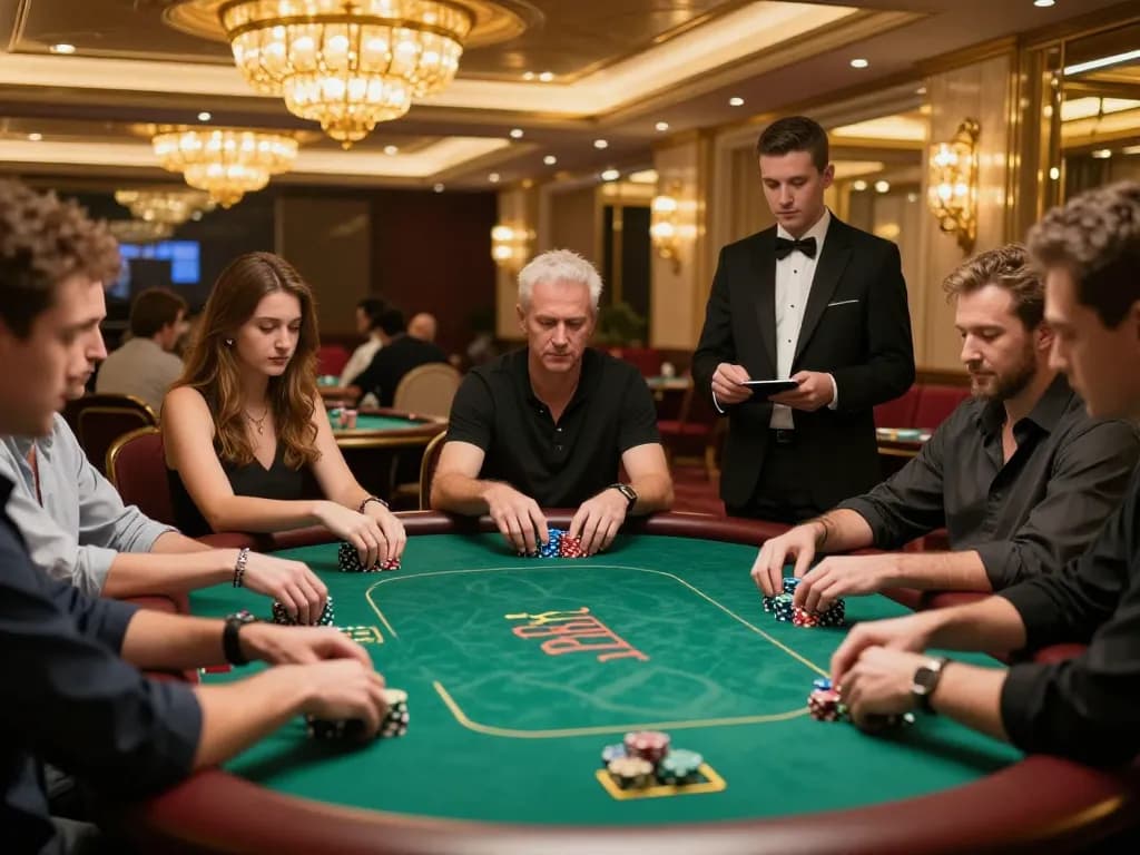 F168VIP players strategizing at an upscale poker table with vibrant chips