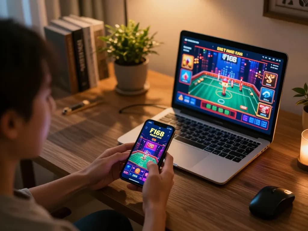 Mobile gaming experience at F168 nhà cái app featuring live dealer game and vibrant casino graphics