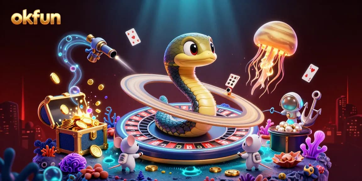 Experience the excitement of okfun as astronauts bet on a roulette wheel planet with a cosmic dealer.