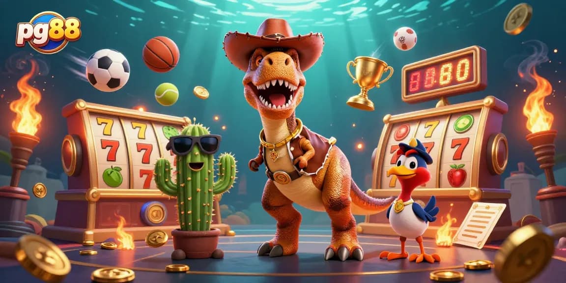 Experience exhilarating wins with pg88's vibrant casino adventures featuring cartoon characters.