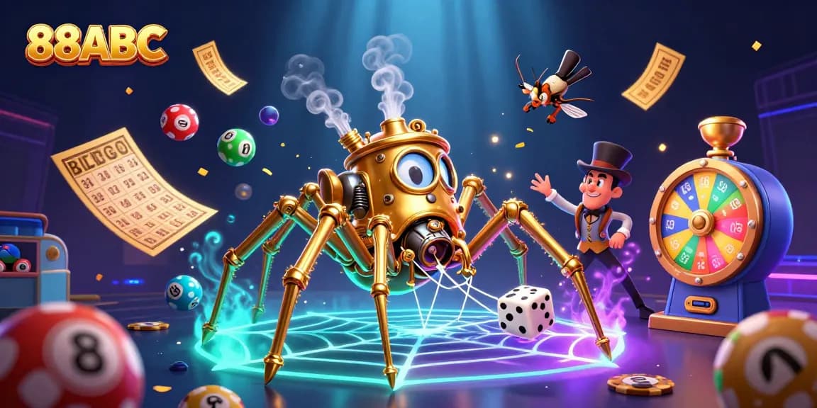 Engage with 88ABC's vibrant 3D casino world, featuring dynamic lottery elements and steampunk characters.
