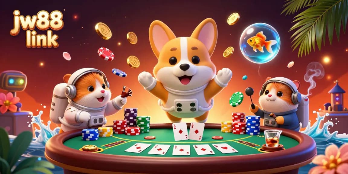 Experience thrilling gameplay with a vibrant jw88 link scene featuring a 3D astronaut corgi in a casino.