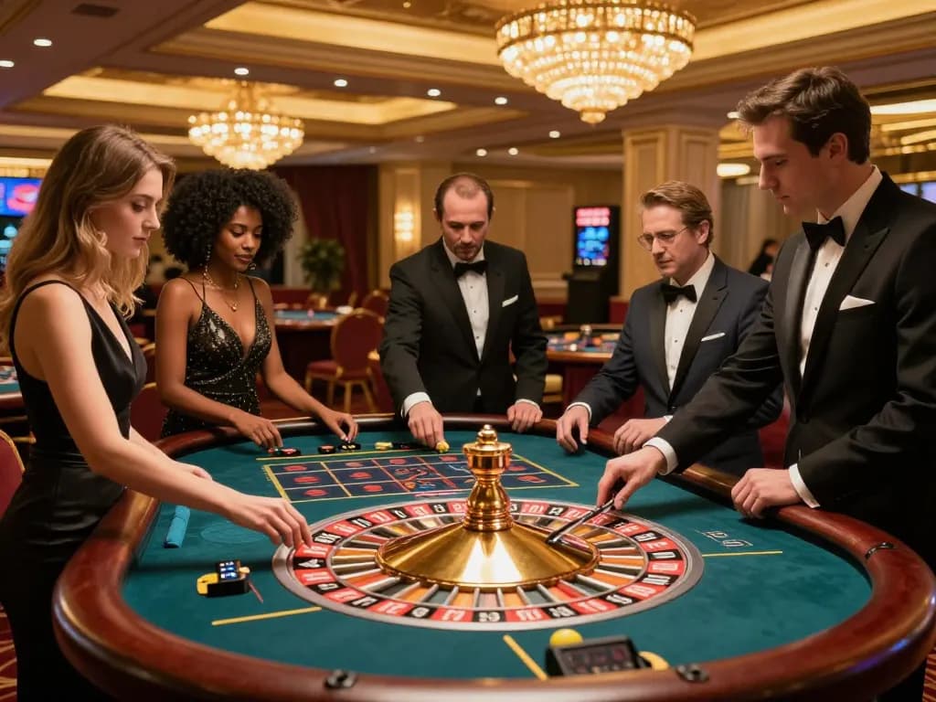 Players engaging in a thrilling roulette game at king33 casino, showcasing excitement in a vibrant atmosphere.