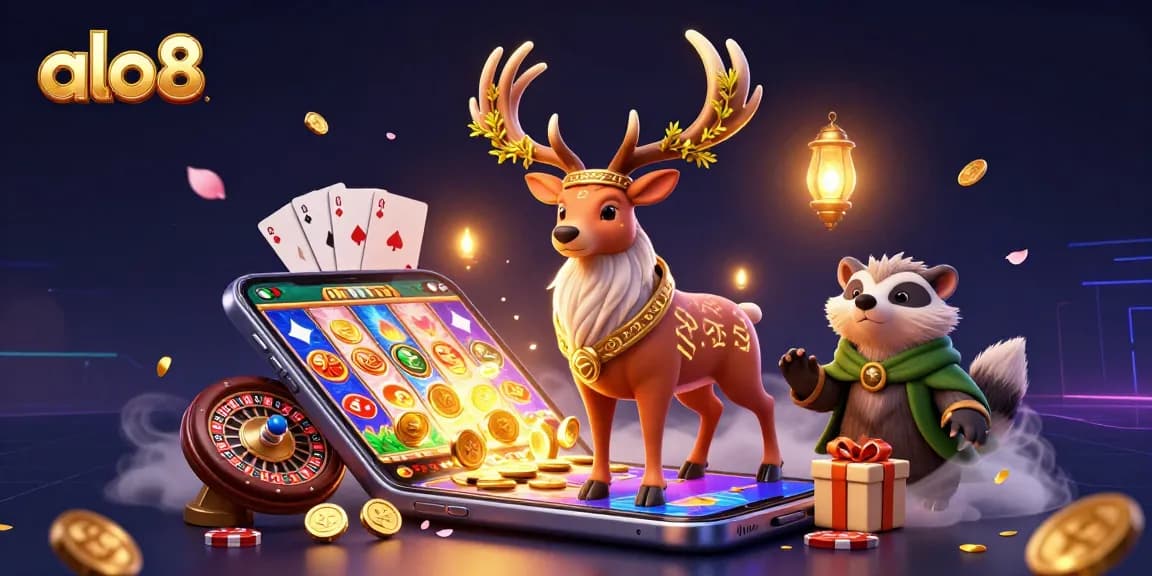 Play and win with alo8's thrilling slot games in an enchanting 3D casino scene.