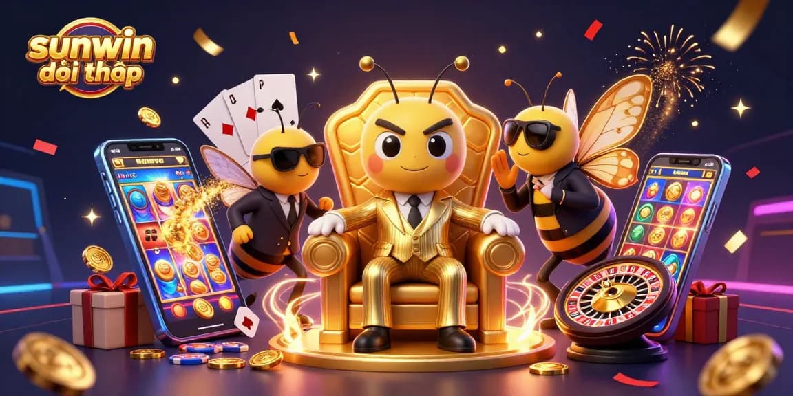 Engage with sunwin đổi thưởng in a vibrant 3D casino scene featuring dynamic characters and gaming elements.
